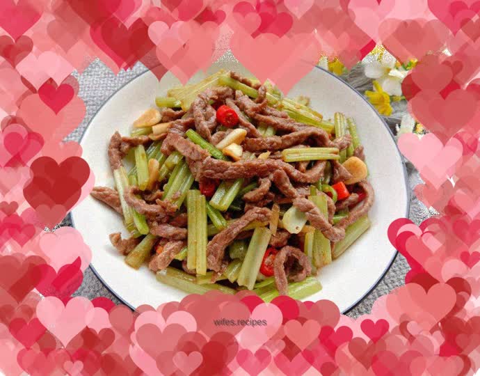 Stir-fried beef with celery