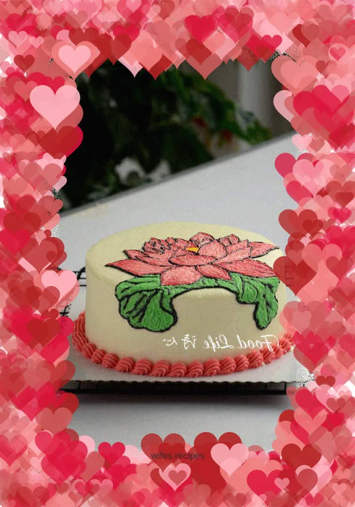 The cake should also be beautiful---Lotus painted cake