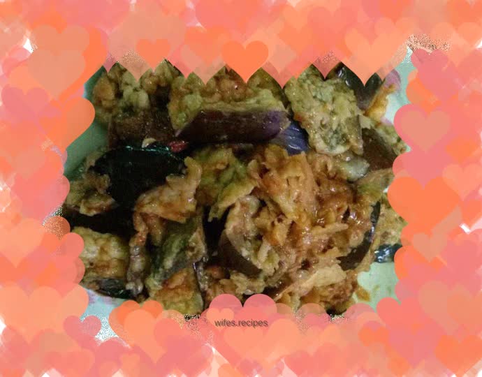 Braised eggplant cubes in soy sauce