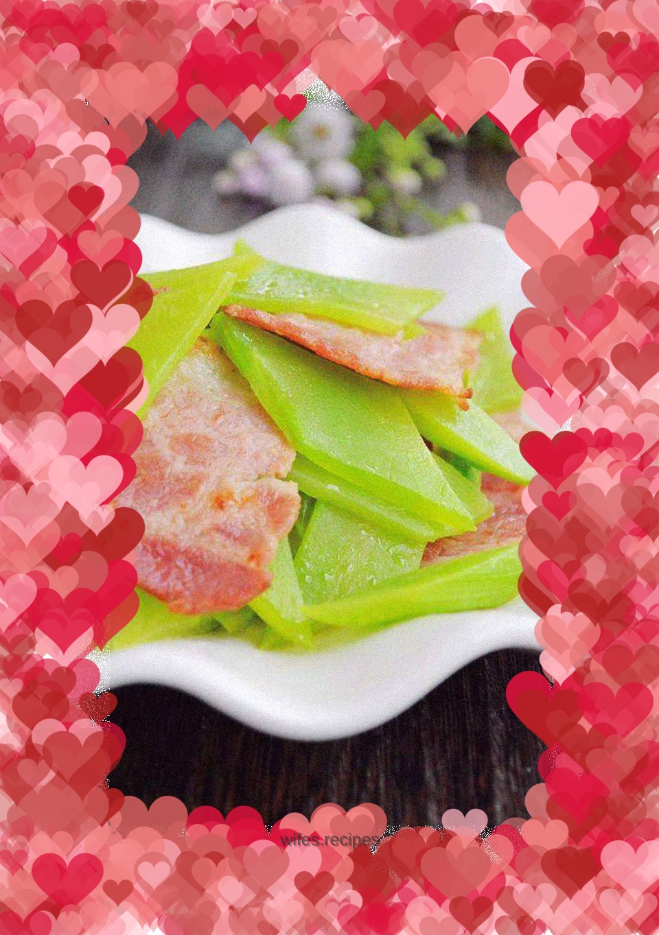 Stir-fried lettuce with bacon