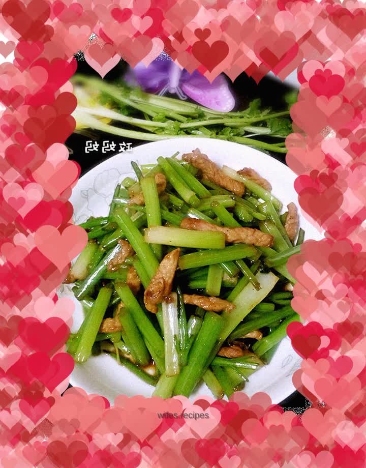 Stir-fried shredded pork with celery