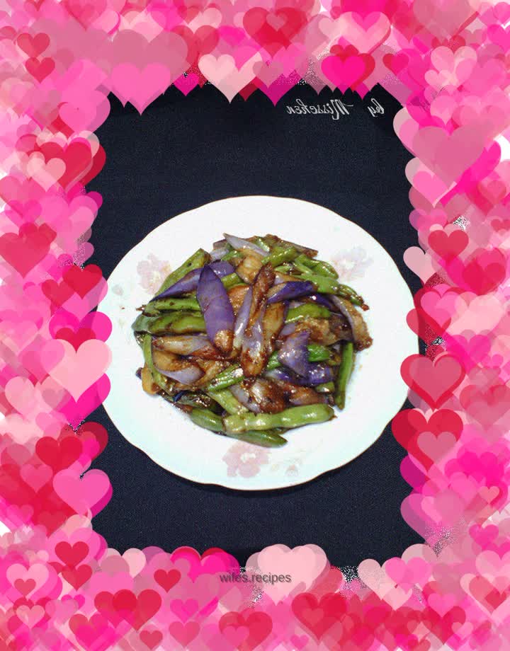 Grilled eggplant with green beans