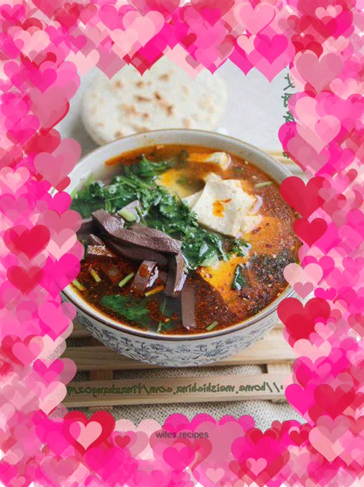 Shaanxi Food-----Sheep's Blood in Pink Soup