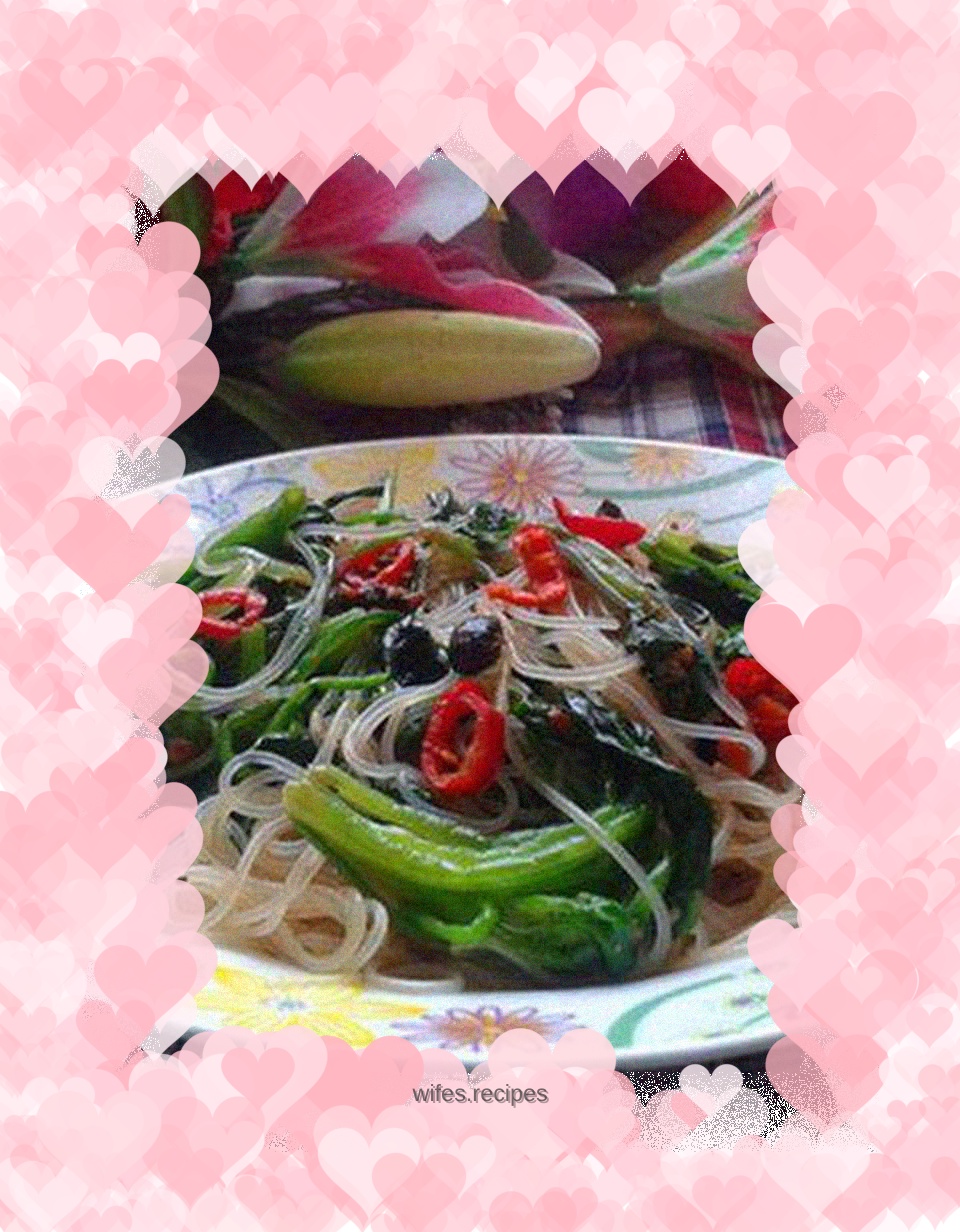 Constipation recipe---Spinach mixed with vermicelli