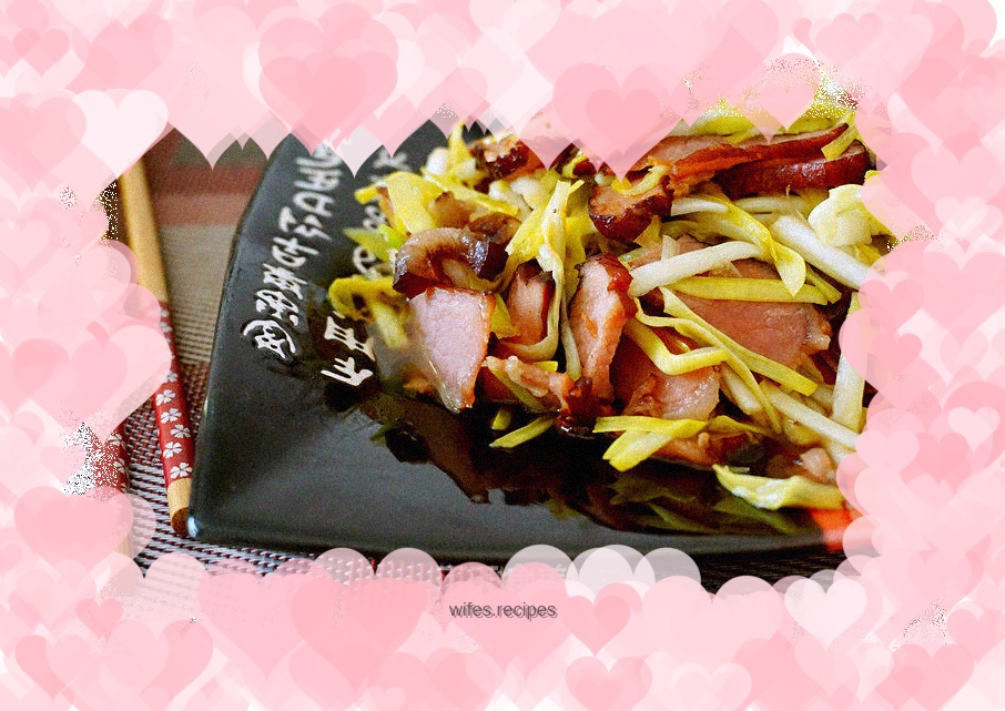 Stir-fried bacon with chives