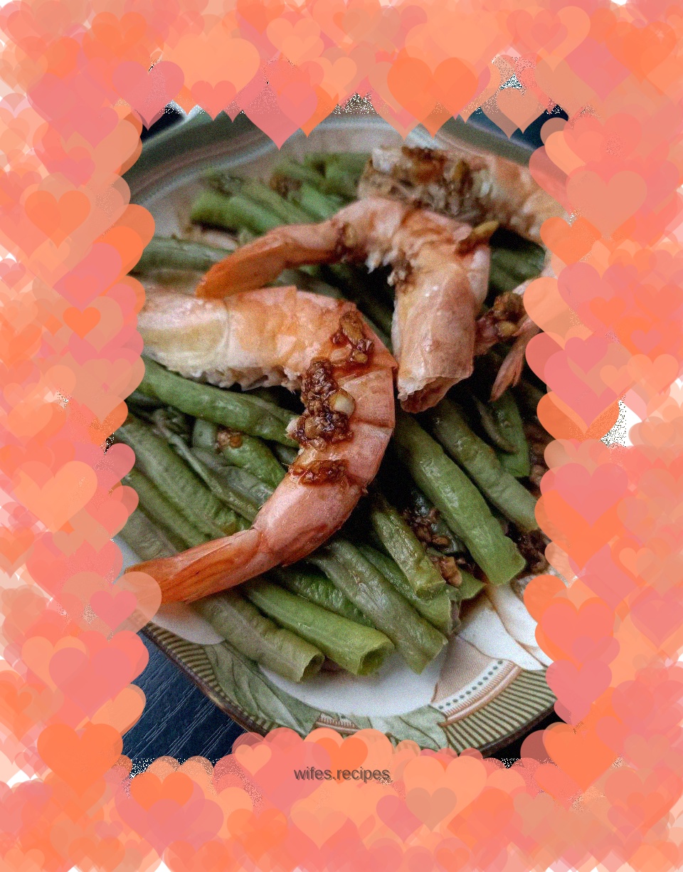 Garlic White Shrimp and Steamed Green Beans