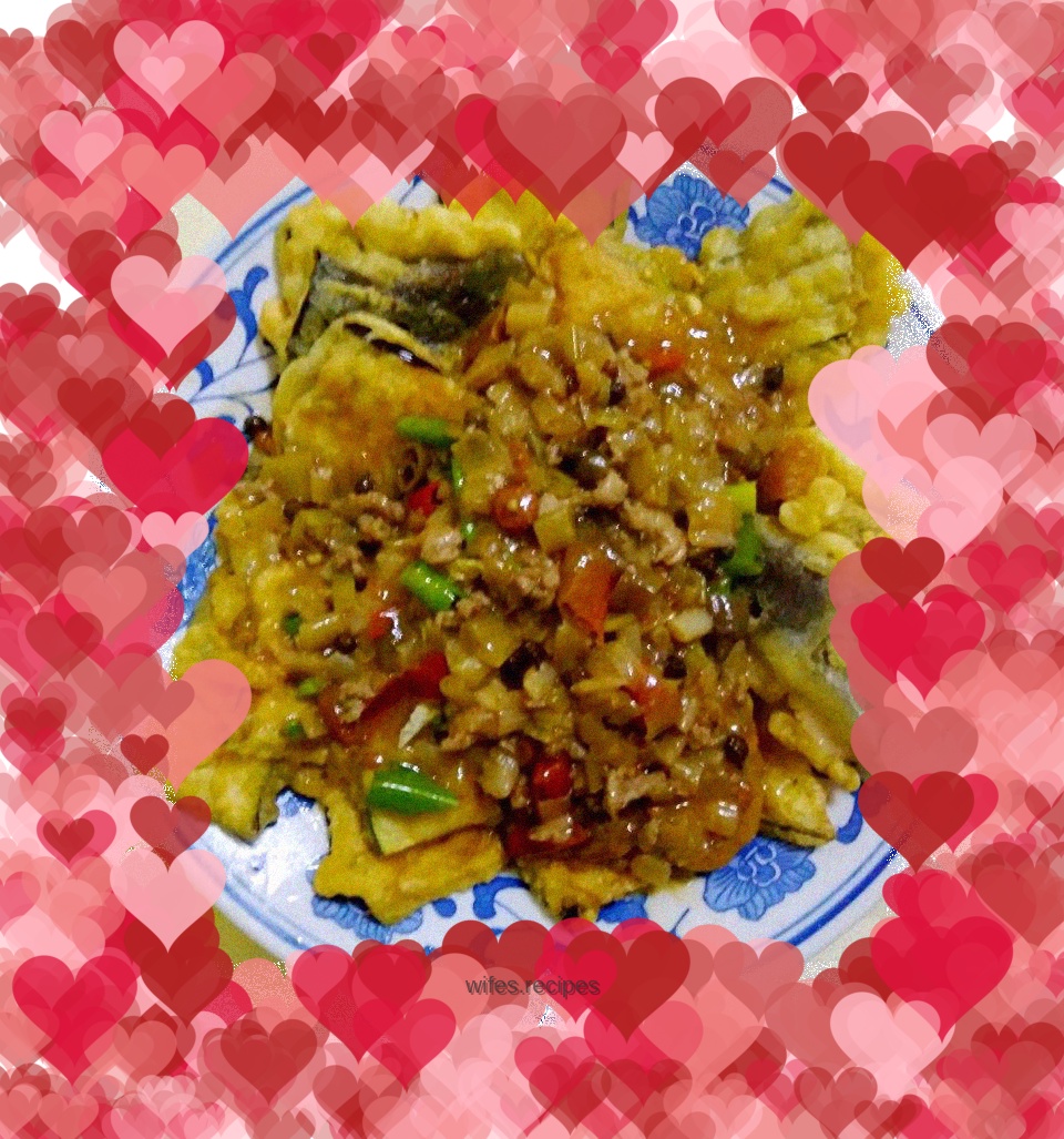 Fish-flavored eggplant cake