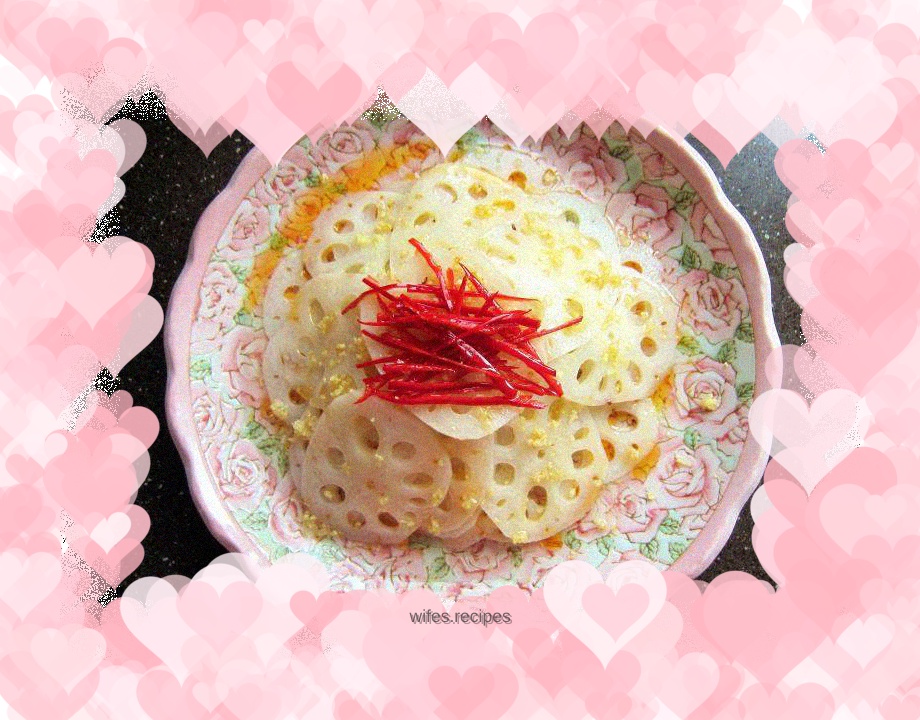 Coral lotus root slices