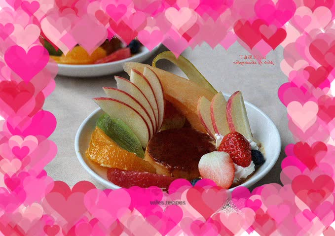 French fruit pudding - delicious caramel custard pudding