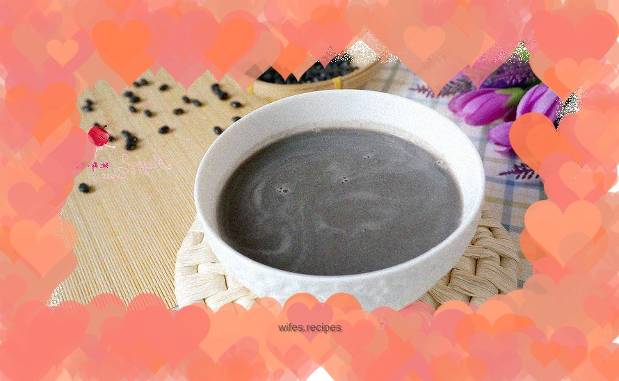 Black bean, black sesame, wheat kernel soy milk