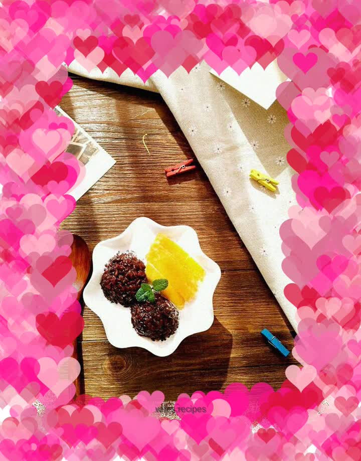 Mango white snow black glutinous rice sweet