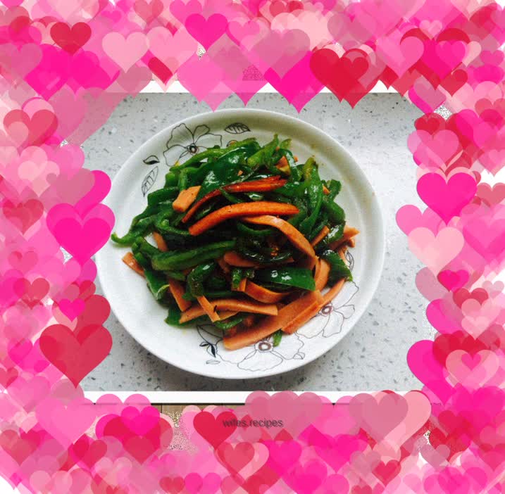 Stir-fried green pepper with ham