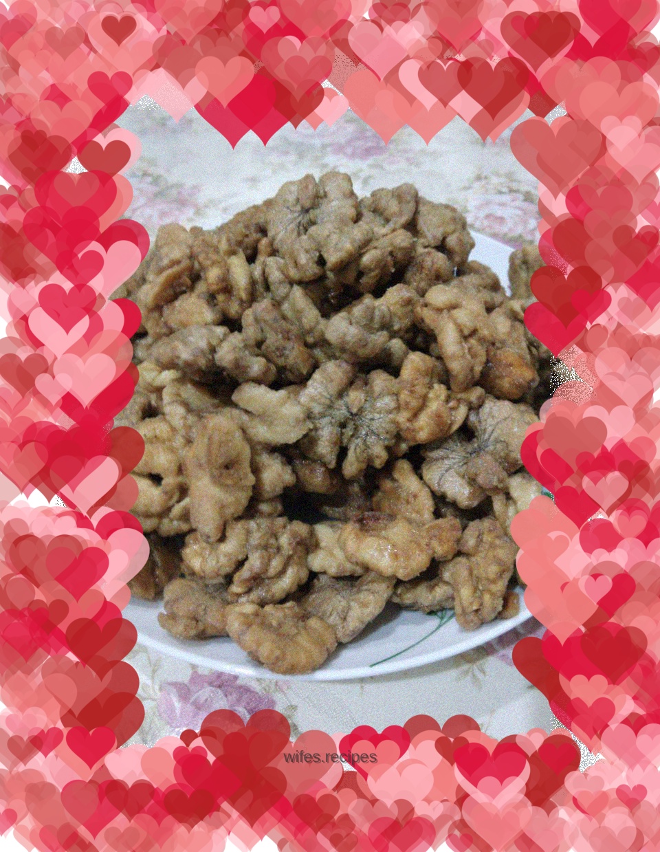 Amber walnut kernels