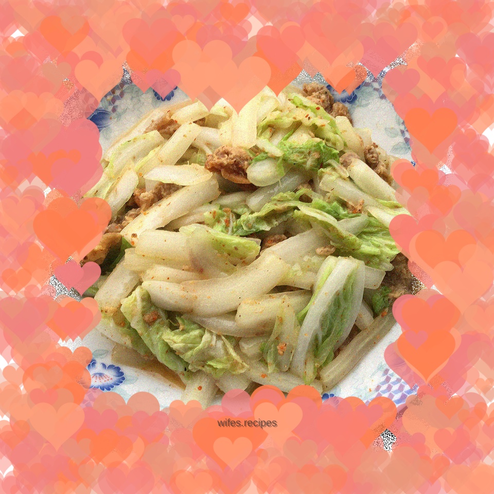 Stir-fried Chinese cabbage with lard residue