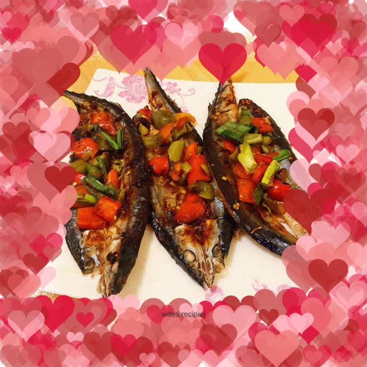 Grilled saury with watercress