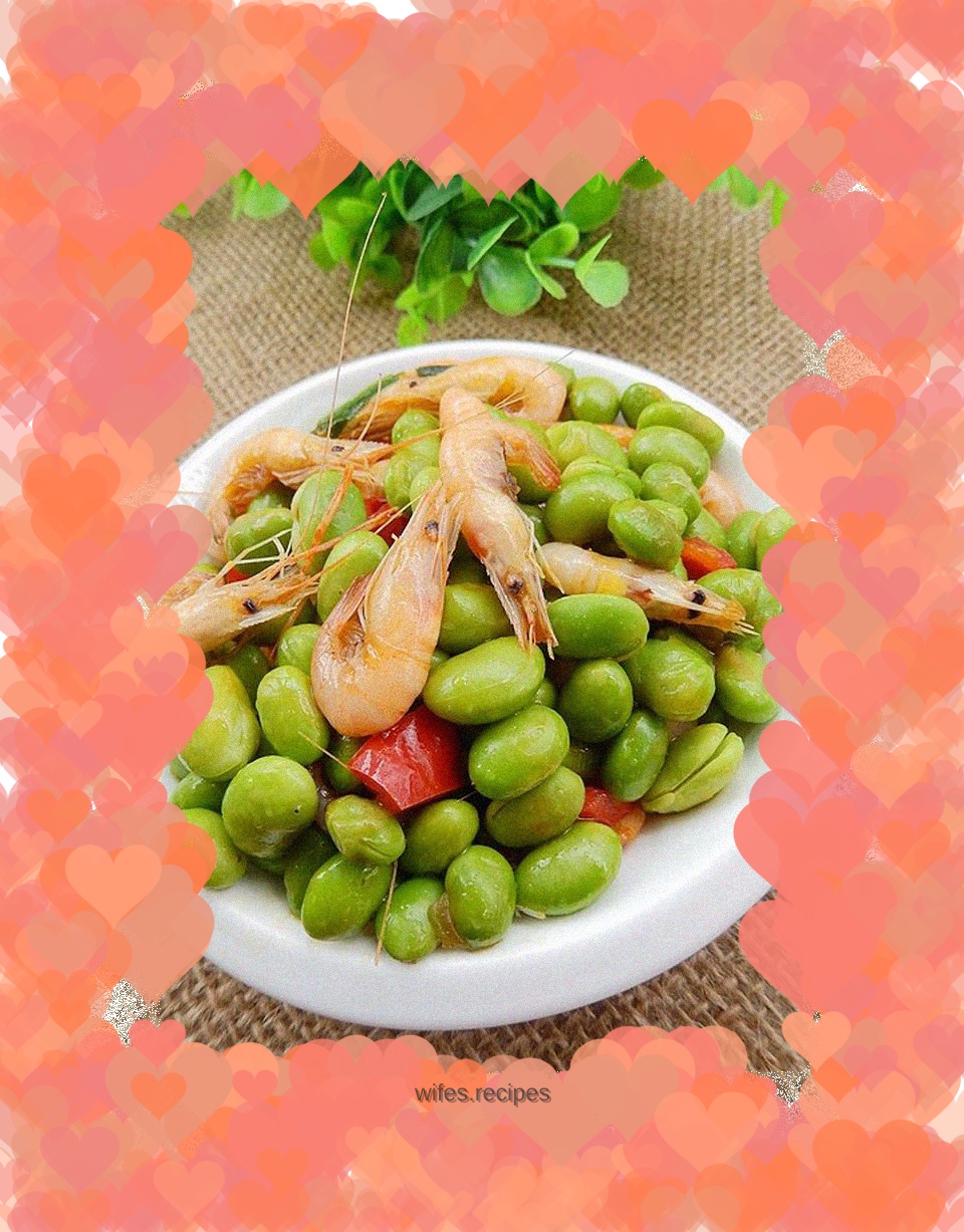 Stir-fried river shrimp with edamame