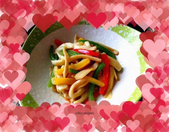 Colorful pepper, king oyster mushroom