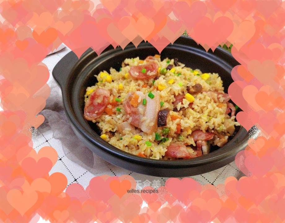 Braised rice with bacon and sausage