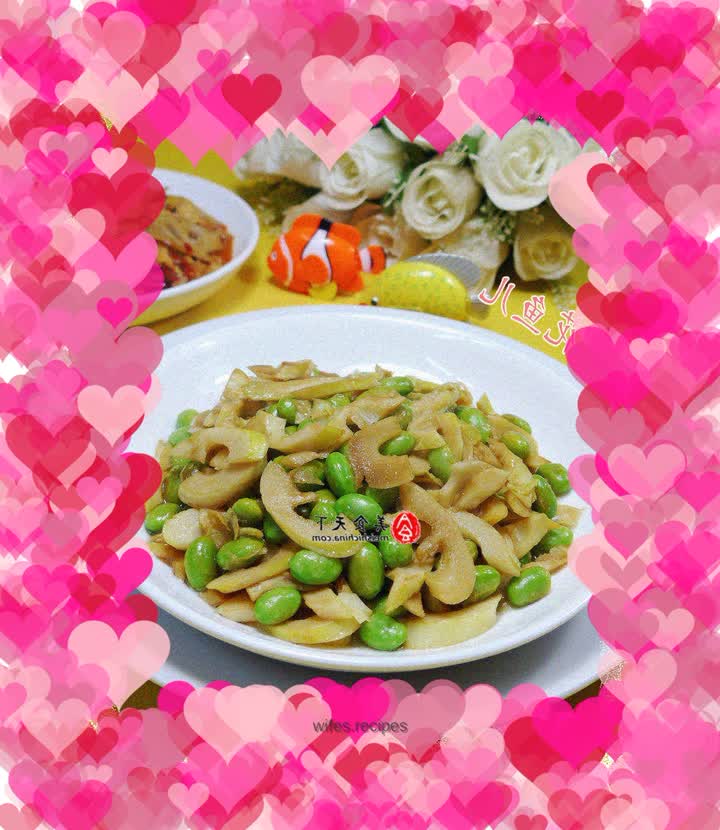 Stir-fried edamame with bamboo shoots