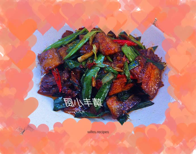 Twice-cooked pork with garlic sprouts