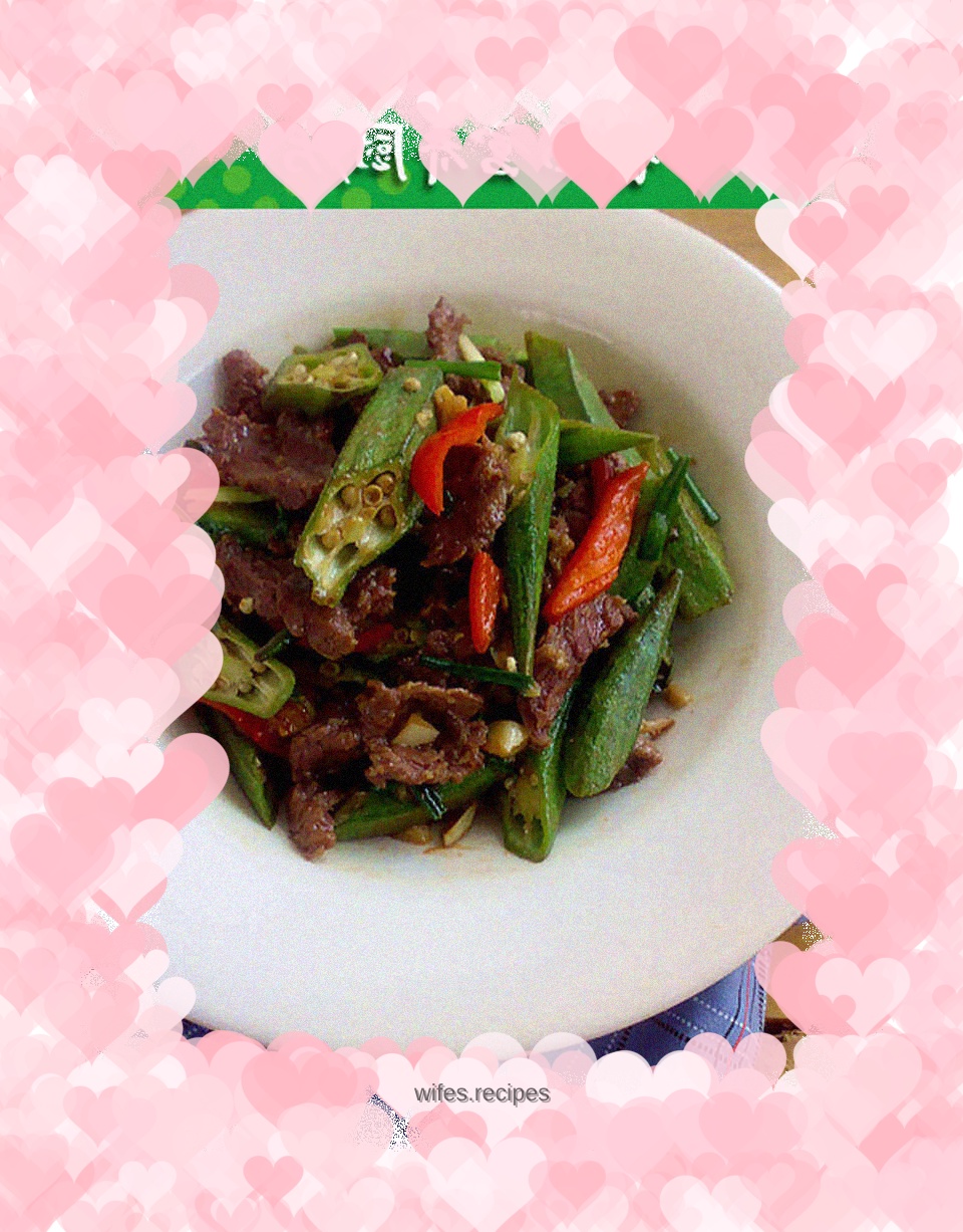 Beef stir-fried okra