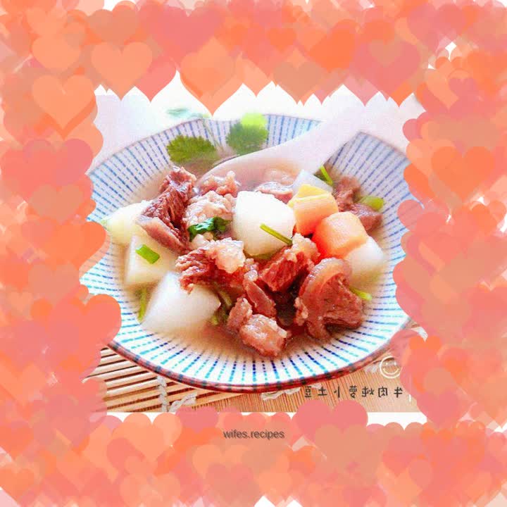 Beef stewed with radish and potatoes