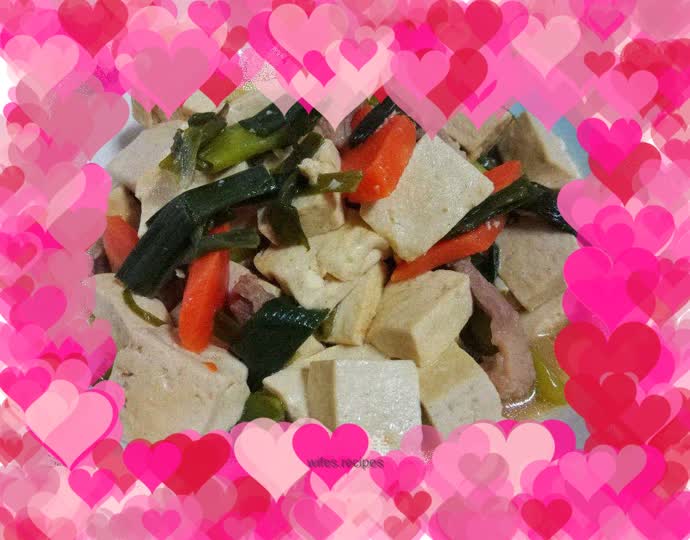 Braised Hakka Tofu with Garlic Sprouts