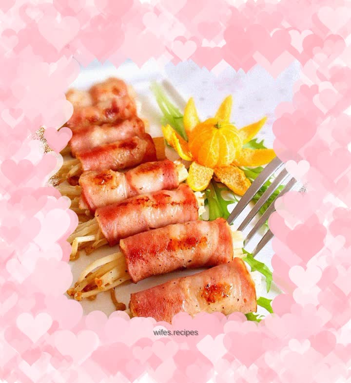Bacon and Enoki Mushroom Rolls