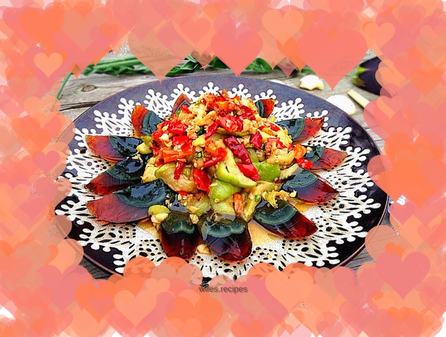 Red pepper, eggplant and preserved egg