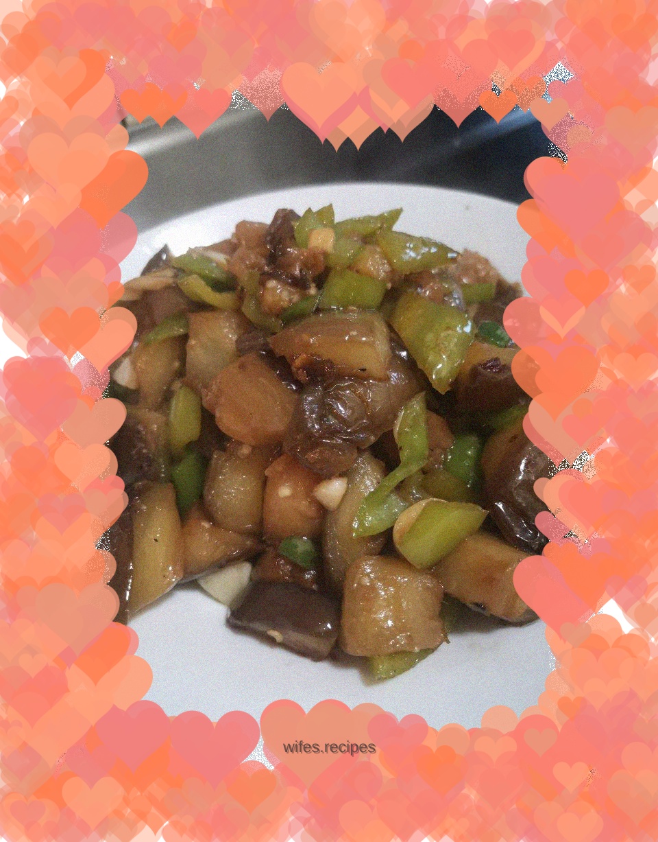 Quick and oil-free version of roasted eggplant with green pepper🍆