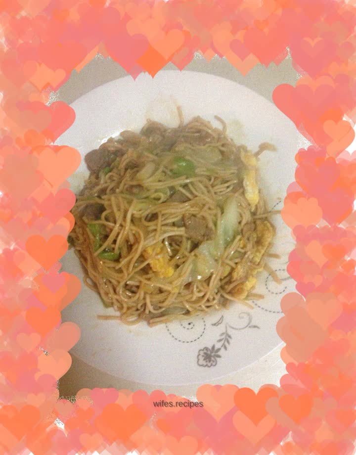 Three fresh fried noodles