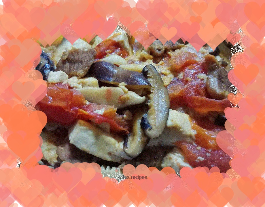 Braised tofu with tomatoes and mushrooms