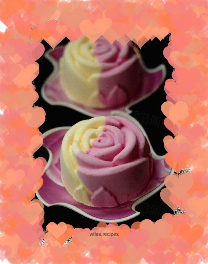 Red heart dragon jelly cheese two-color mousse