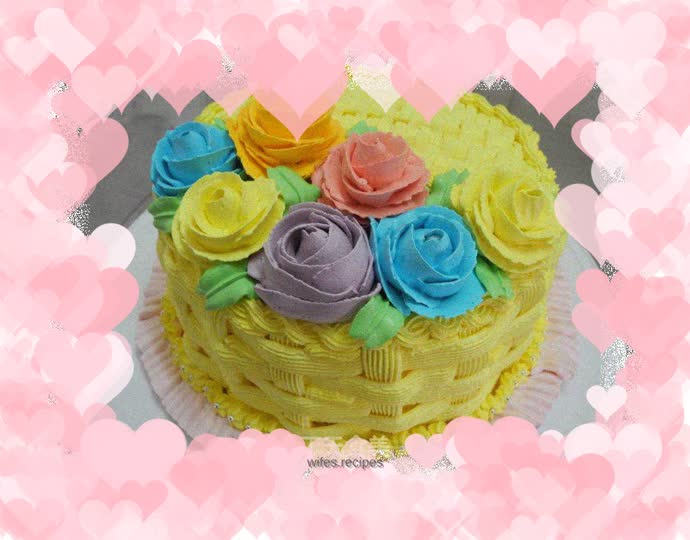 Colorful flower basket cake