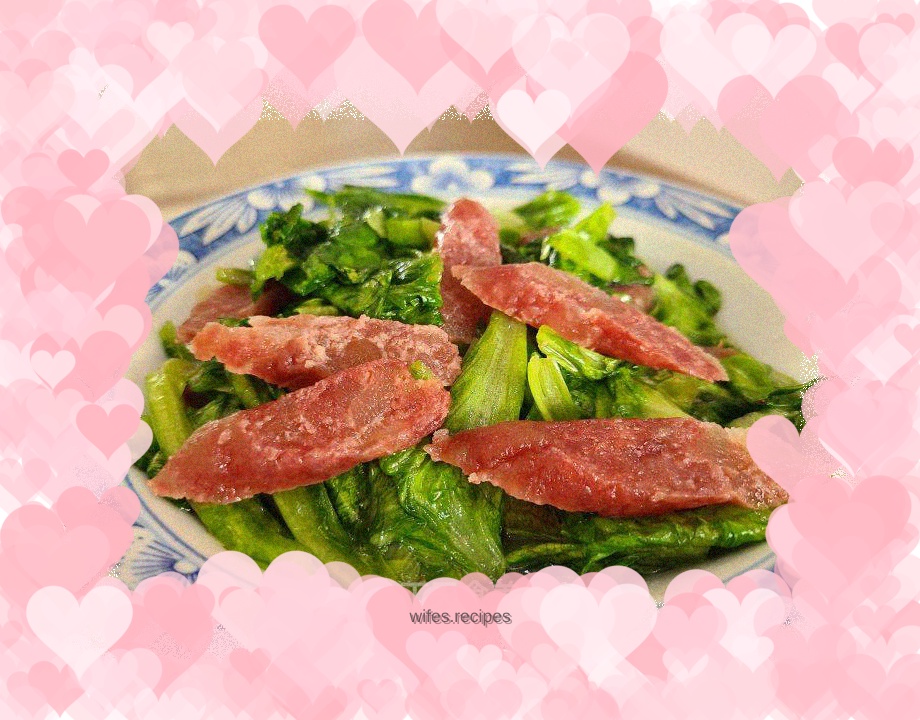 Stir-fried Cantonese sausage with lettuce