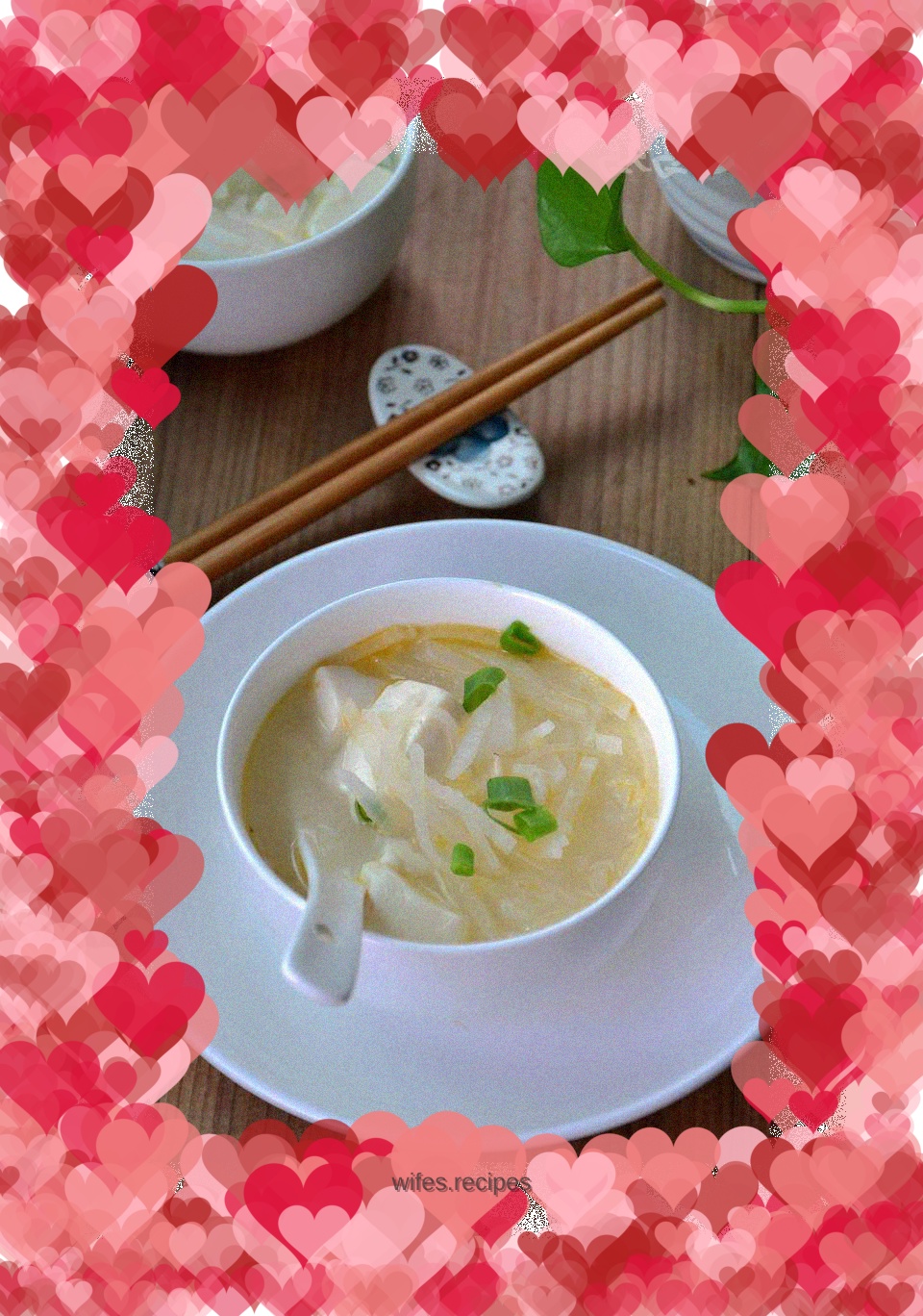 Radish, tofu and shrimp skin soup