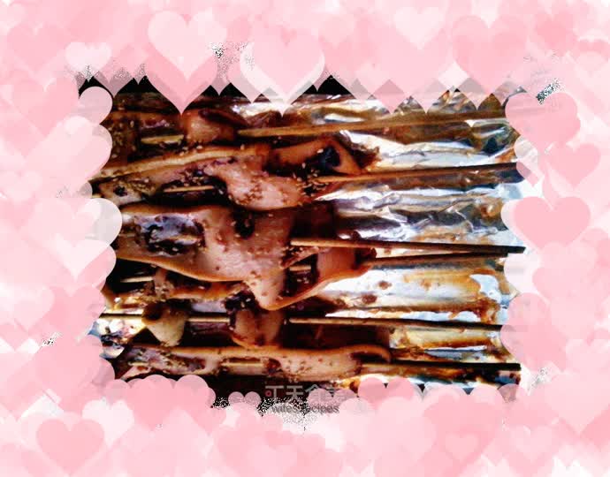 Grilled squid skewers