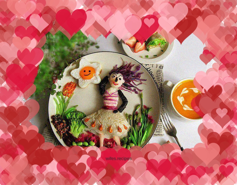 Fun meal with spring flowers blooming