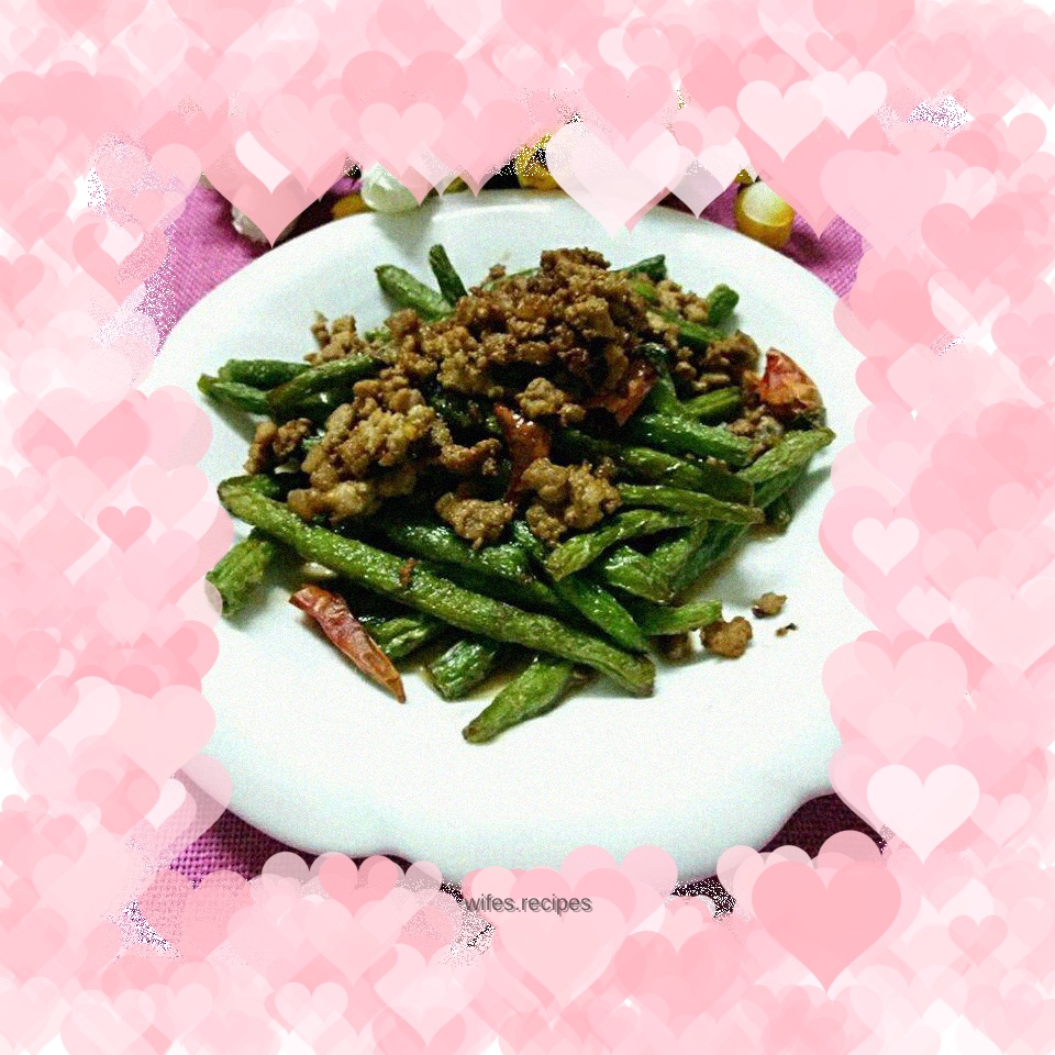 Fried beans with minced meat