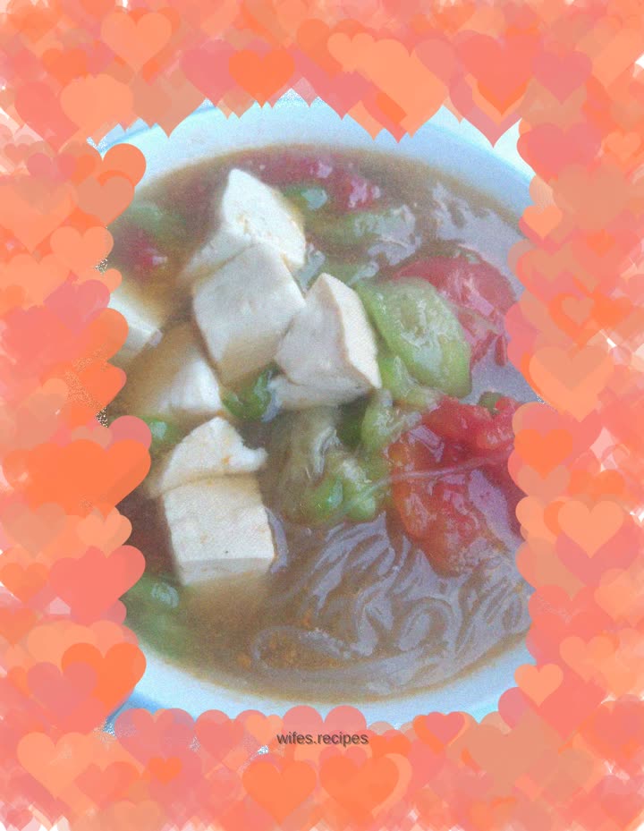 Luffa vermicelli and tofu soup