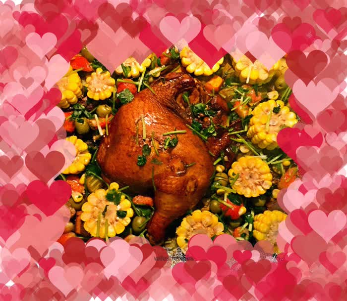 Christmas colorful roast chicken