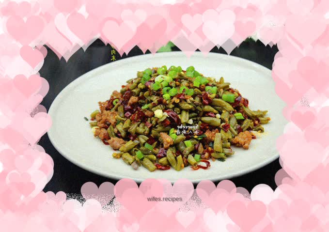 Post-holiday appetizer, fried minced meat with pickled beans