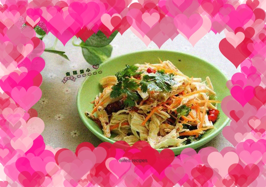 Bean curd mixed with shredded chicken