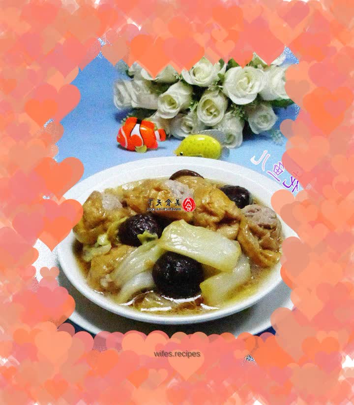 Mushroom meat, gluten and boiled cabbage