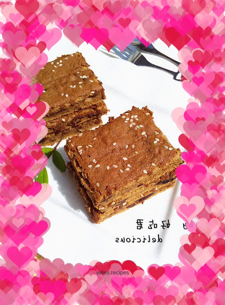 Oil-free sesame and red date cake
