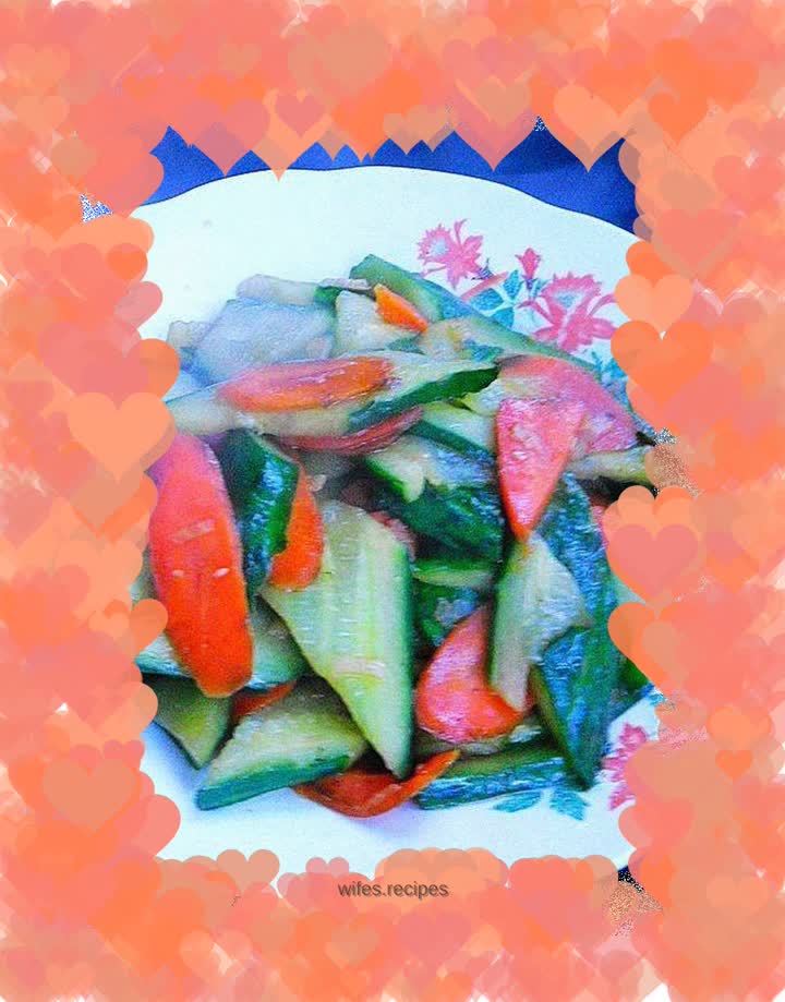 Fried carrots and melon slices