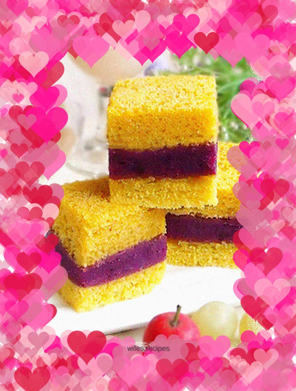 Pumpkin and purple sweet potato two-color cake