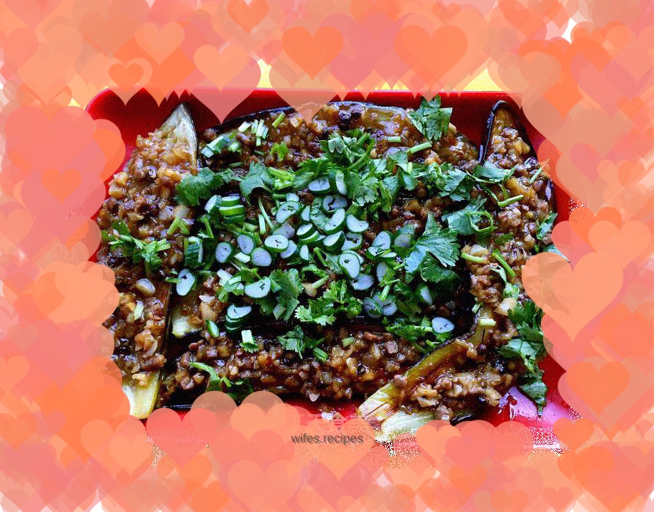 Fried Beef and Stuffed Eggplant