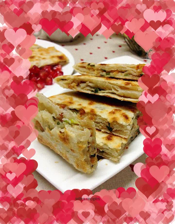 Meat dregs and scallion pancake