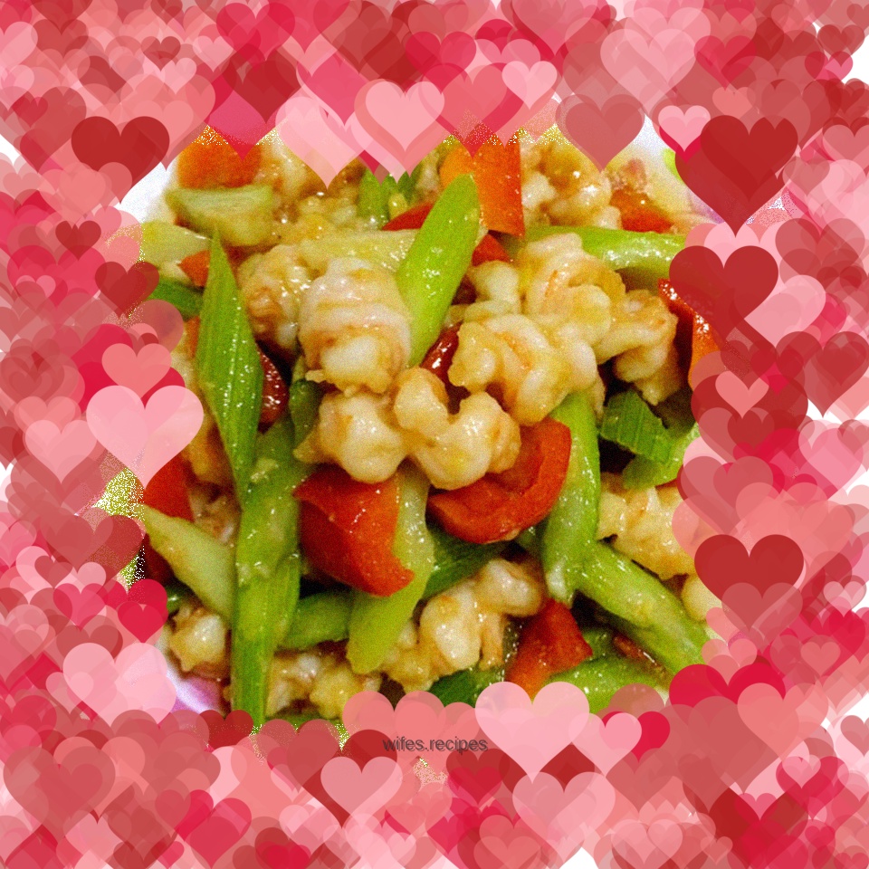 Stir-fried shrimp balls with celery